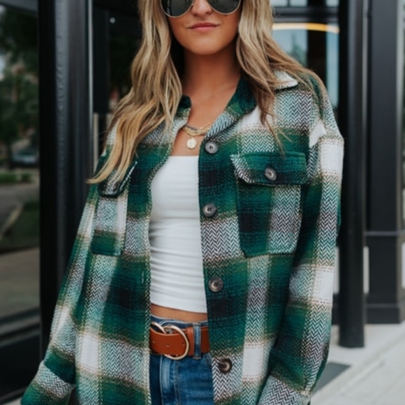 Alley View Green Plaid Flannel Jacket - Picture 3 of 6